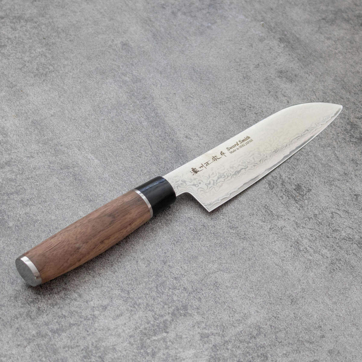 三徳包丁 17cm 濃州正宗 和包丁 鍛接ダマスカス鋼 天然木 日本製