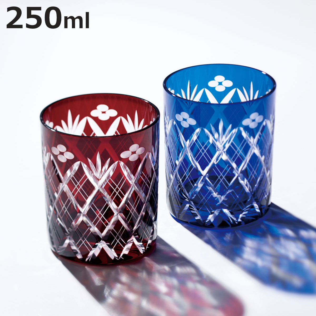 グラス 小花剣矢来紋 ロックグラス （ 江戸切子 コップ タンブラー 食器 250ml ガラス 日本製 ）