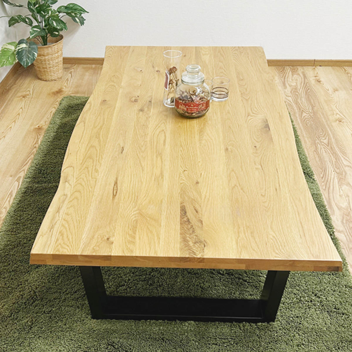 【難有り】座卓　一枚板　テーブル　和風 座卓 幅160cm 一枚板風 オーク ダイニングテーブル （ テーブル ロー