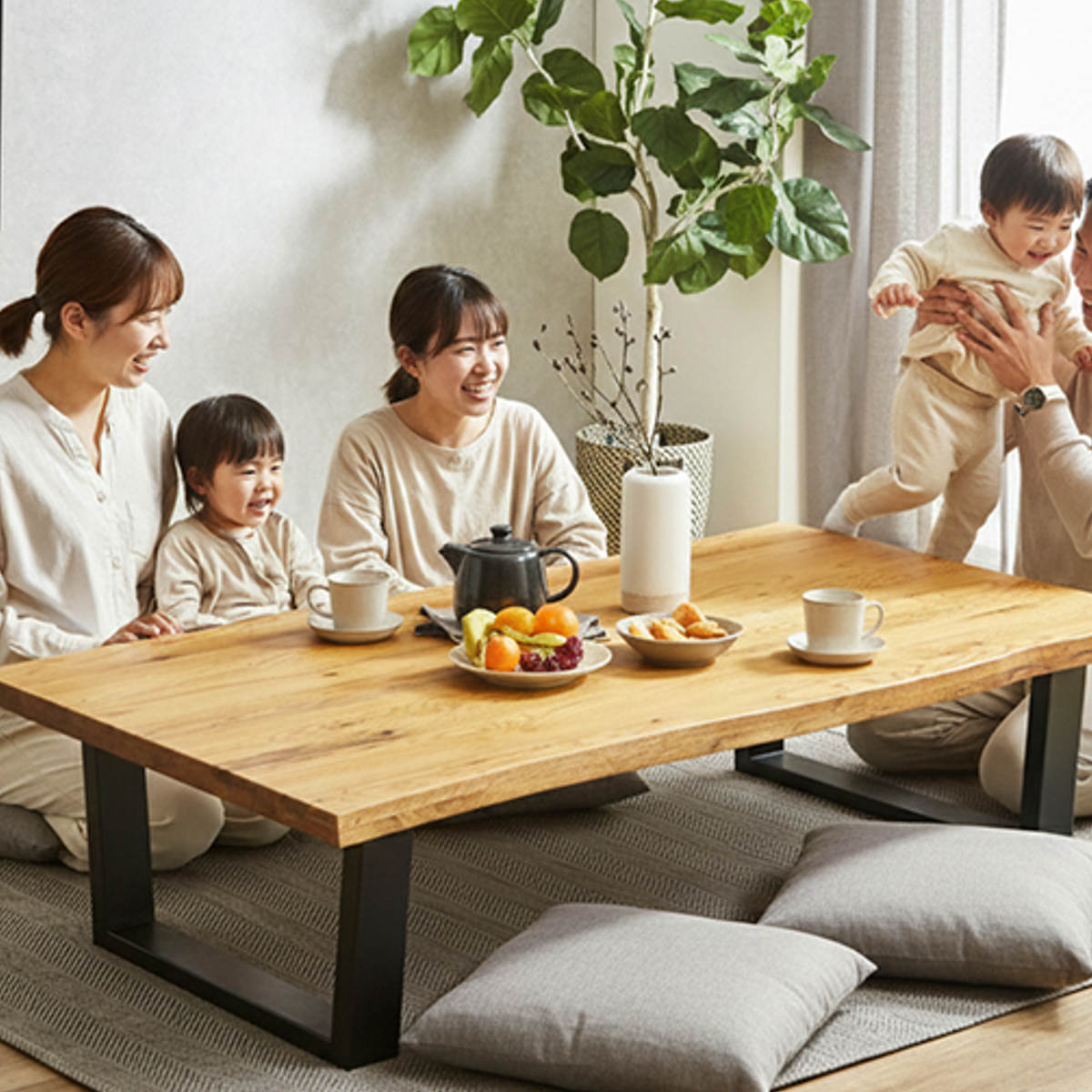 座卓 幅180cm 一枚板風 オーク ダイニングテーブル （ テーブル ロー