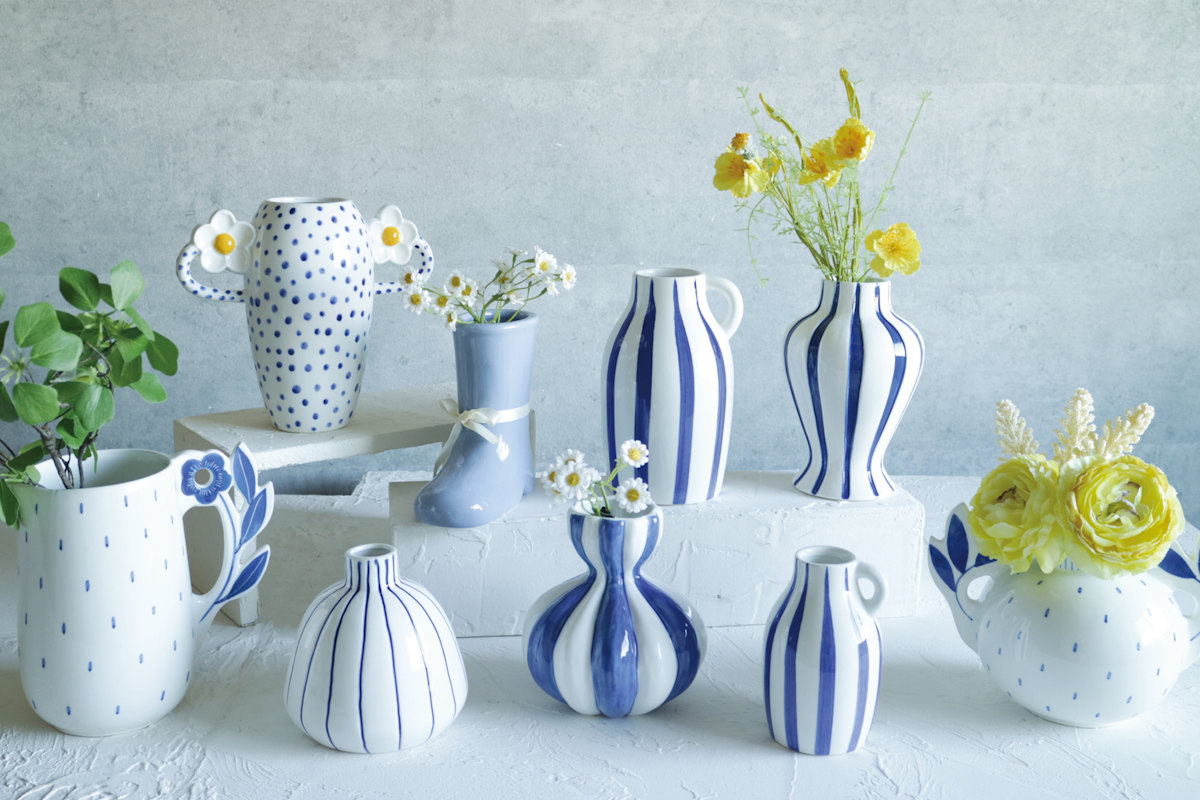 花瓶 welms Blue Stripe フラワーベース （ 花ビン 花びん フラワー 花