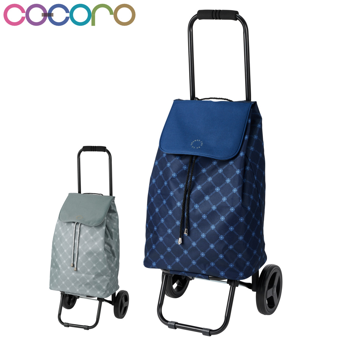 ショッピングカート cocoro マリー モノグラム 折りたたみ 保冷保温 （ キャスター付き 2輪 31L 買い物 バッグ トートバッグ コンパクト ショッピングバッグ ）