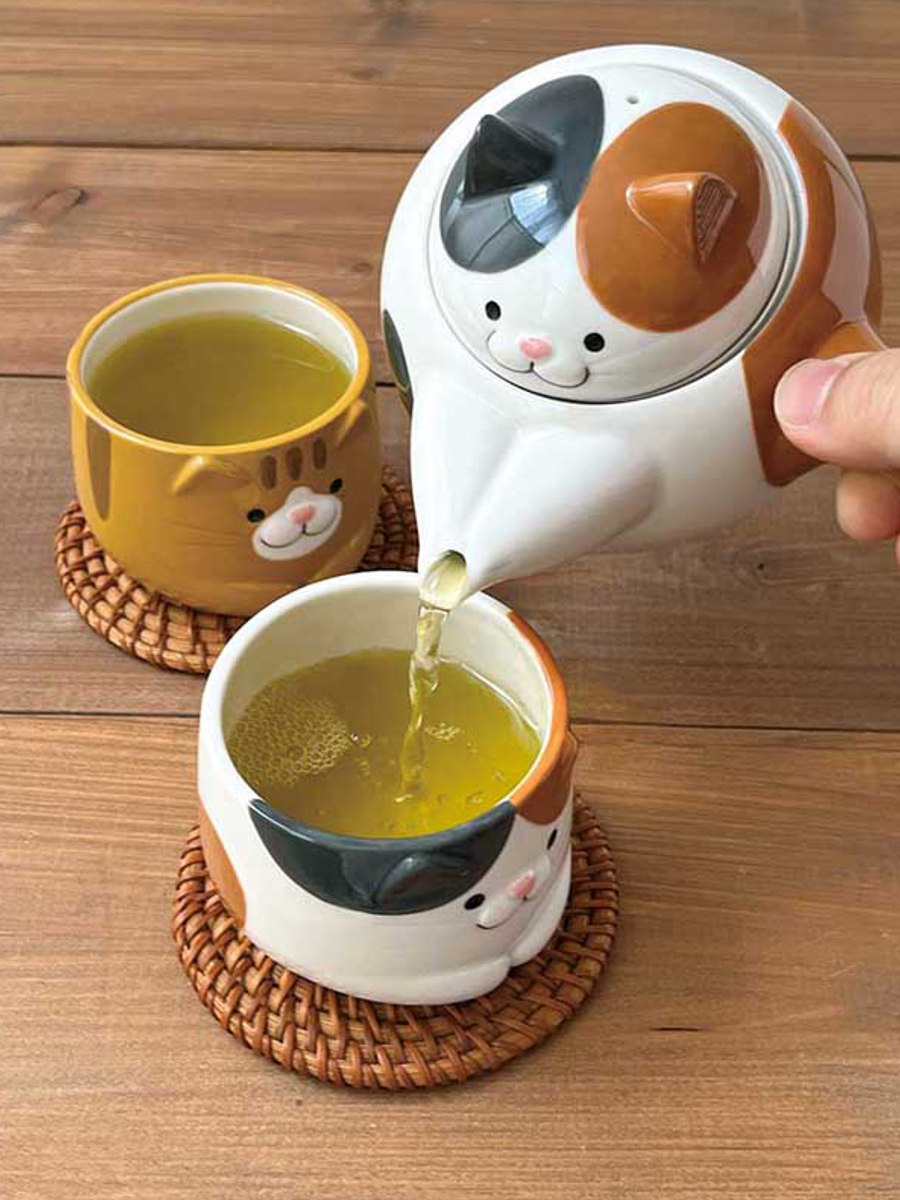 お茶　急須 急須 猫急須 （ 260ml ティーポット ポット お茶 緑茶 紅茶 陶器 猫