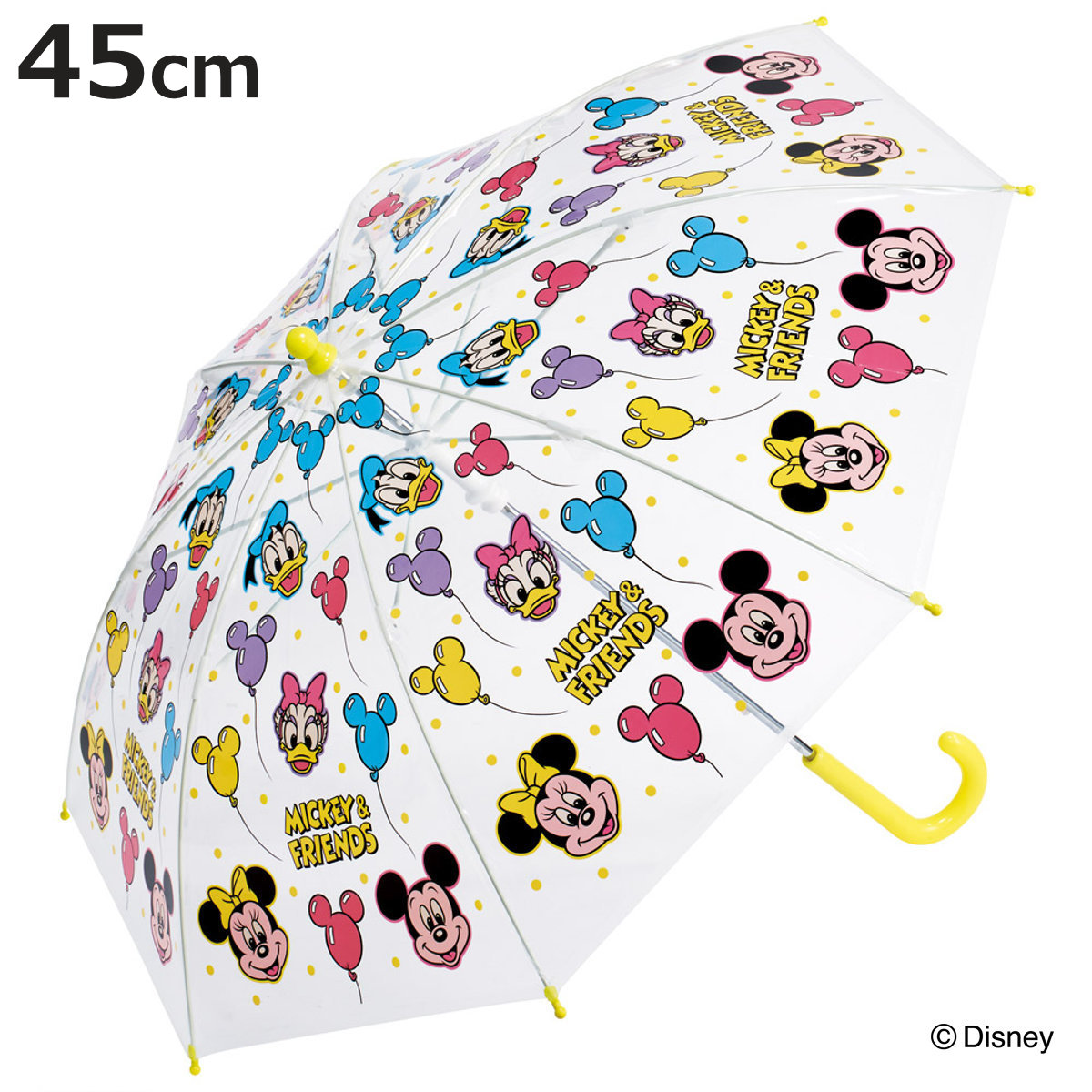 傘 子ども用傘 子ども用ビニール傘 45cm 傘45cm ミッキーマウス （ ビニール傘 かさ 軽量 丈夫 折れにくい 手開き 安全カバー 子供用 カサ 5〜8歳 ）