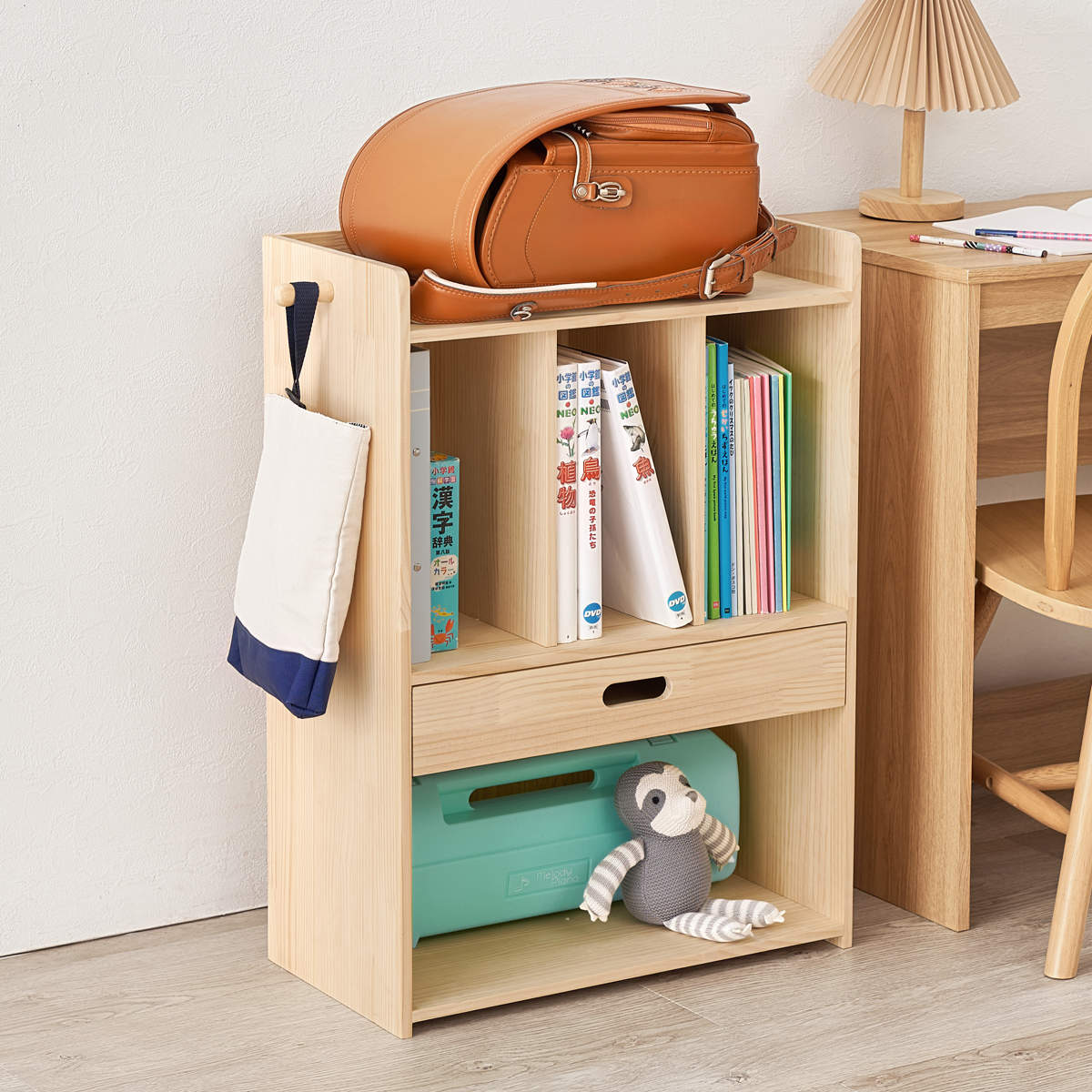 ランドセルラック 幅53cm 天然木 （ ランドセル置き 棚 ラック 学用品