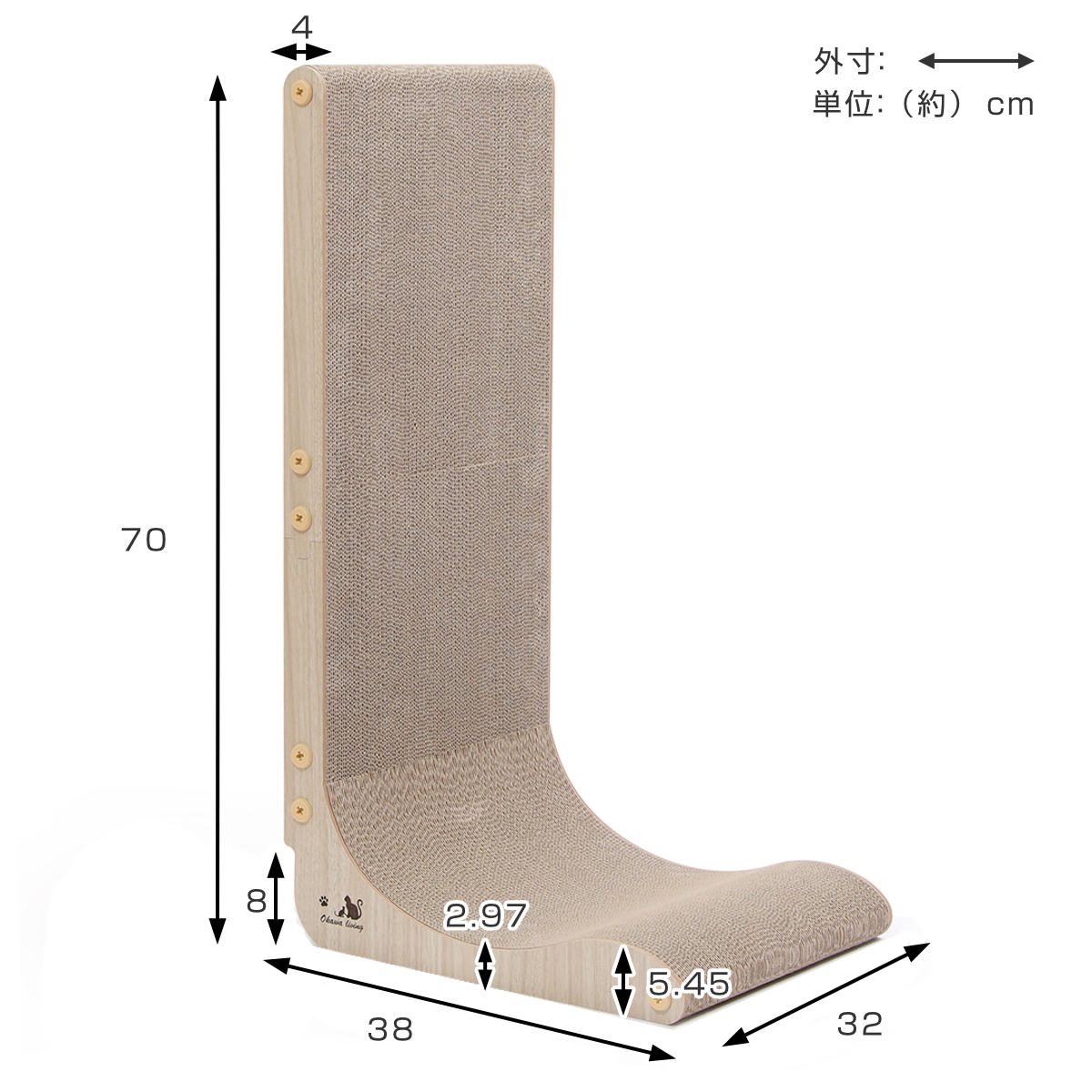 爪とぎ 縦型 壁面 ウォールスクラッチ 軽量 ...の詳細画像2