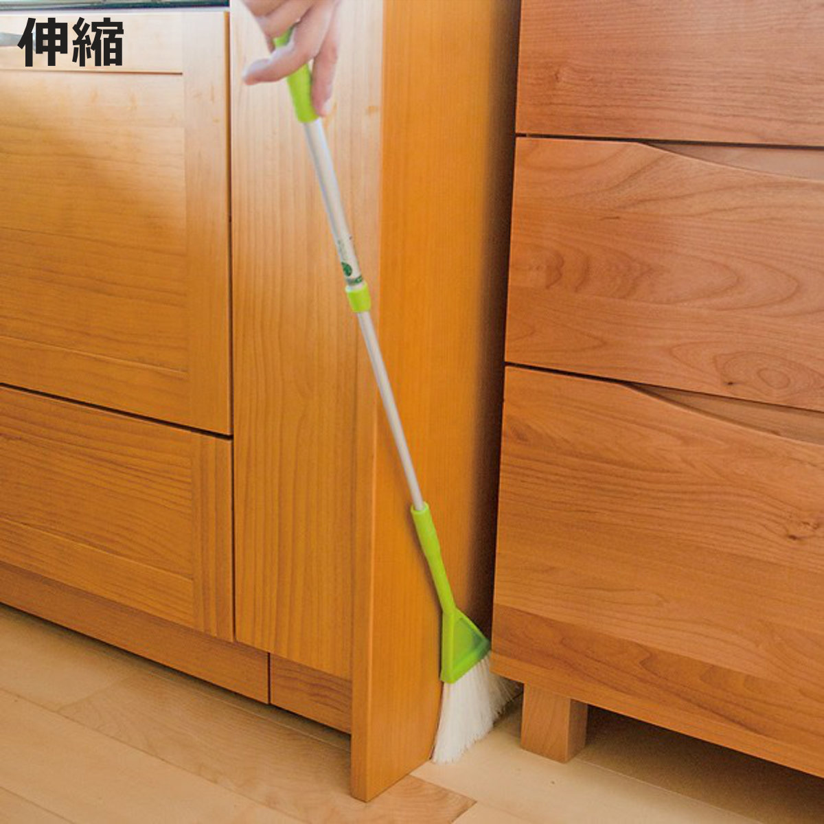 ほうき すみまで掃ける2WAYホーキ伸縮柄 スリム （ 室内ほうき 箒 伸縮 すき間掃除 長柄 ハンディ 付け替え可能 ）