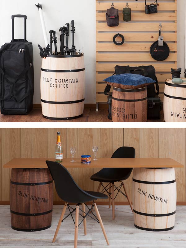 コーヒー樽 木樽 ヒノキ製 LLサイズ 高さ67cm （ インテリア 収納 木製