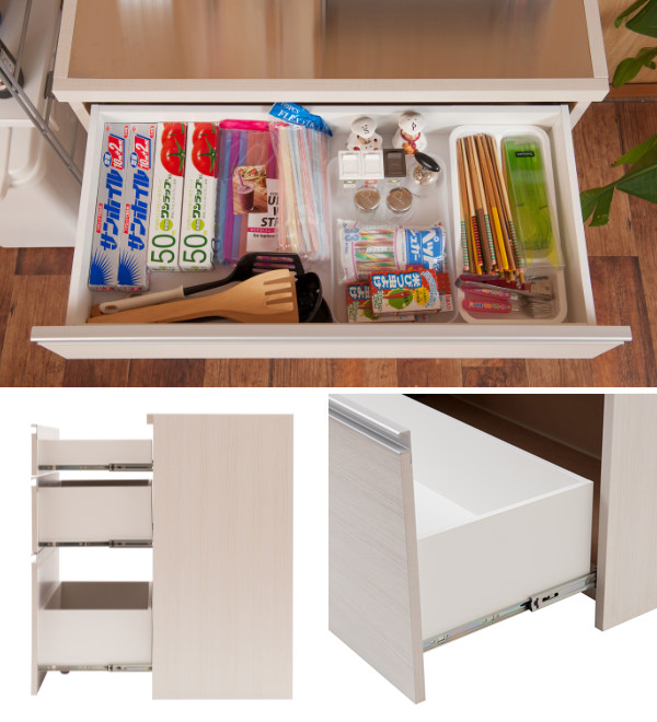 キッチンカウンター 幅80cm 木目調タイプ ステンレストップ 日本製