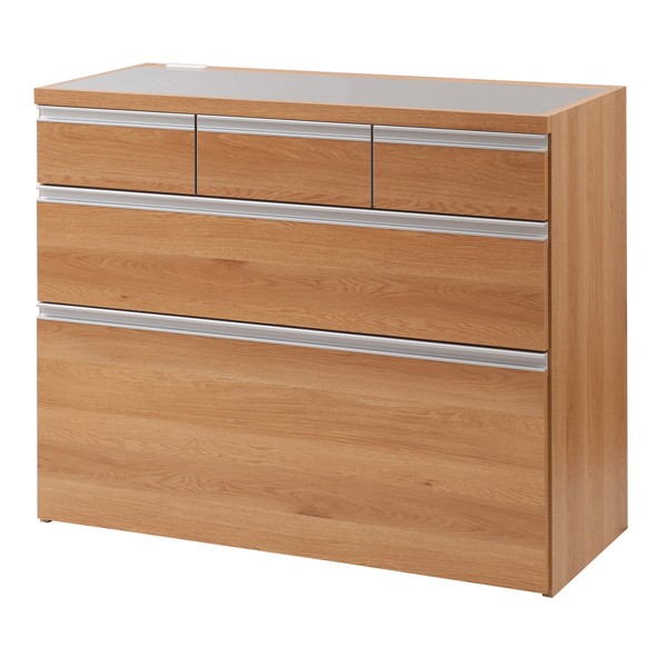 キッチンカウンター 幅110cm 上段引出し3杯 木目調タイプ ステンレス