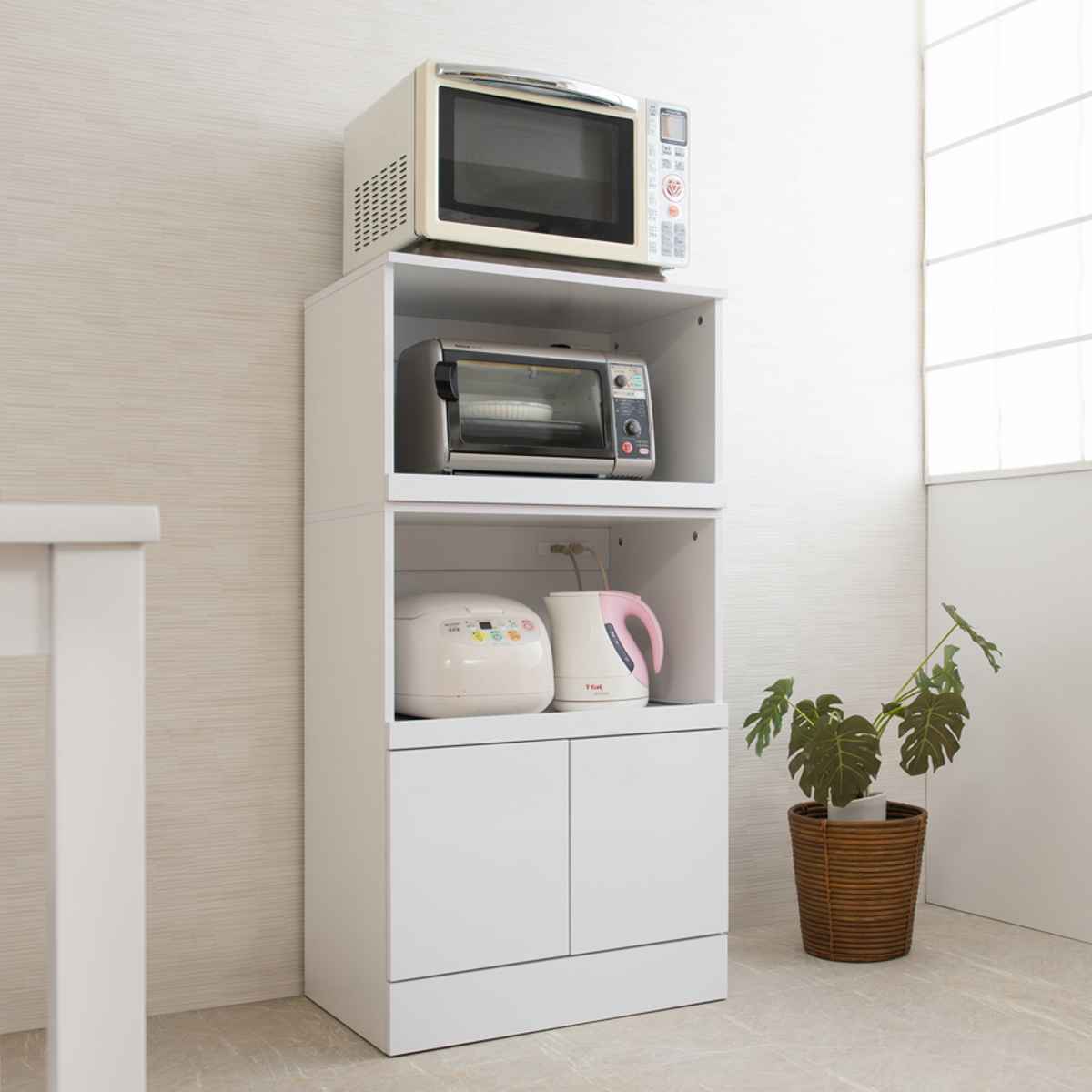 ミドルレンジボード ホワイト キッチン収納 フック付き キッチンボード 食器棚 家電ボード ☆ PayPay(ペイペイ)決済可能 ☆ 札幌市 北区 屯田 BTM 【全品10%OFF】食器棚 幅80cm レンジ台 キッチンラック キッチン