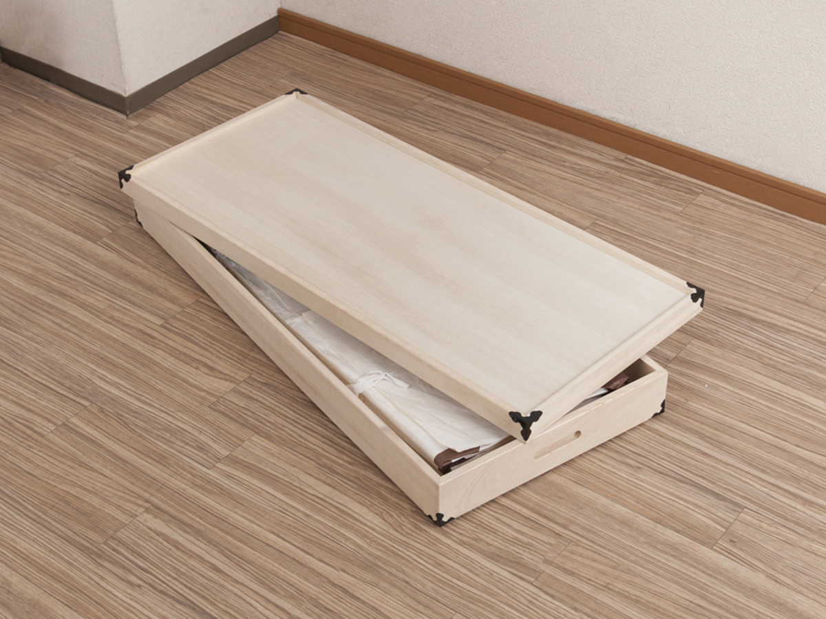 桐 衣装ケース 幅91cm 1段 高さ12cm 衣裳箱 隅金具付 天然木 完成品