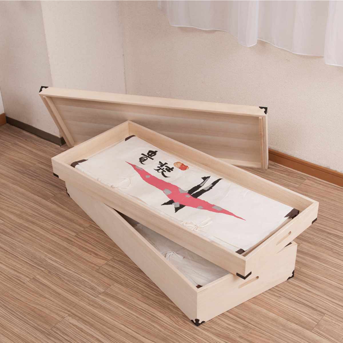 桐 衣装ケース 幅91cm 2段 高さ25cm 衣裳箱 隅金具付 天然木 完成品