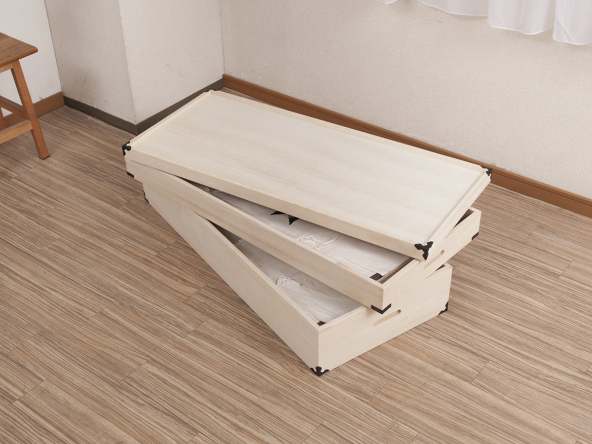 桐 衣装ケース 幅91cm 2段 高さ25cm 衣裳箱 隅金具付 天然木 完成品