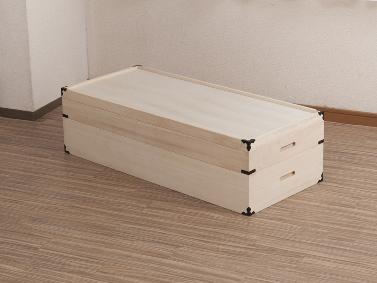 桐 衣装ケース 幅91cm 2段 高さ25cm 衣裳箱 隅金具付 天然木 完成品