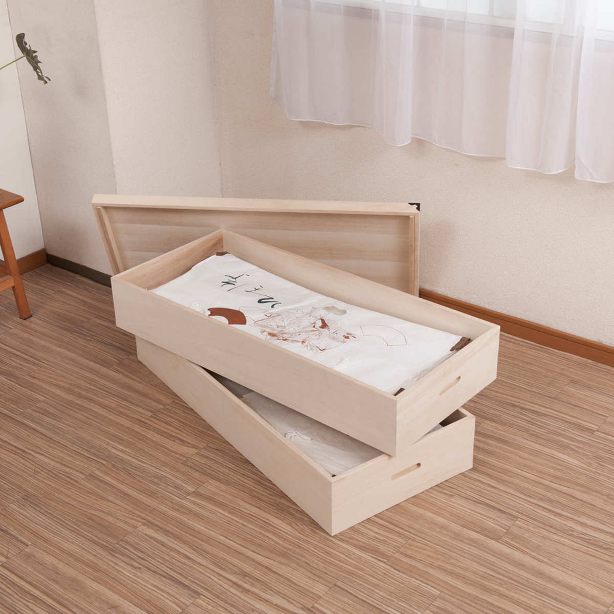 桐 衣装ケース 2段 衣裳箱 隅金具なし 高さ30cm （ 完成品 桐衣装箱