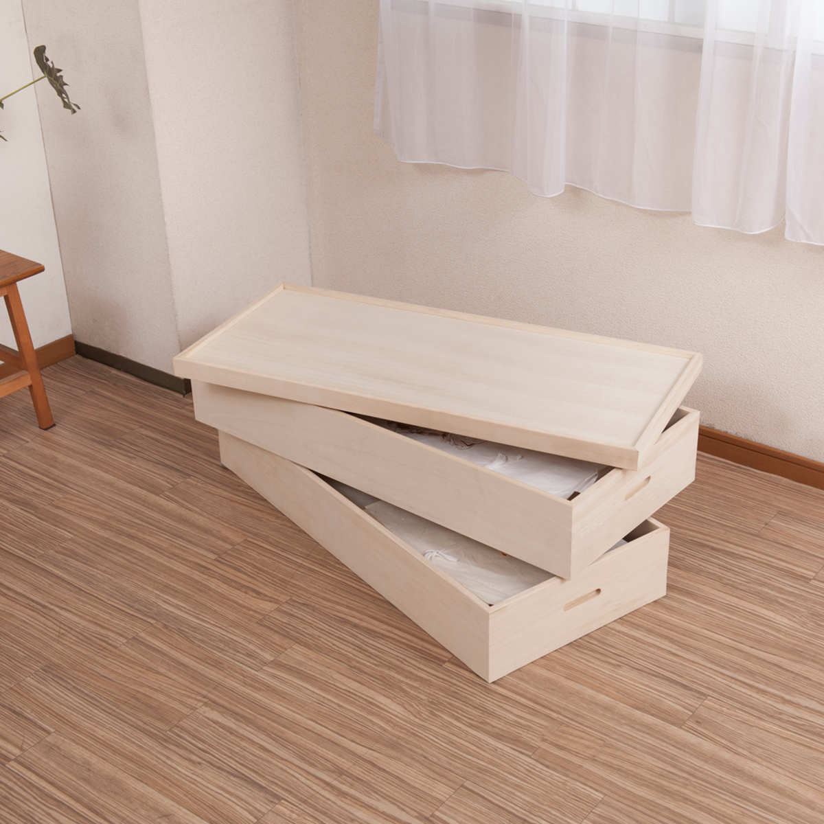 桐 衣装ケース 2段 衣裳箱 隅金具なし 高さ30cm （ 完成品 桐衣装箱