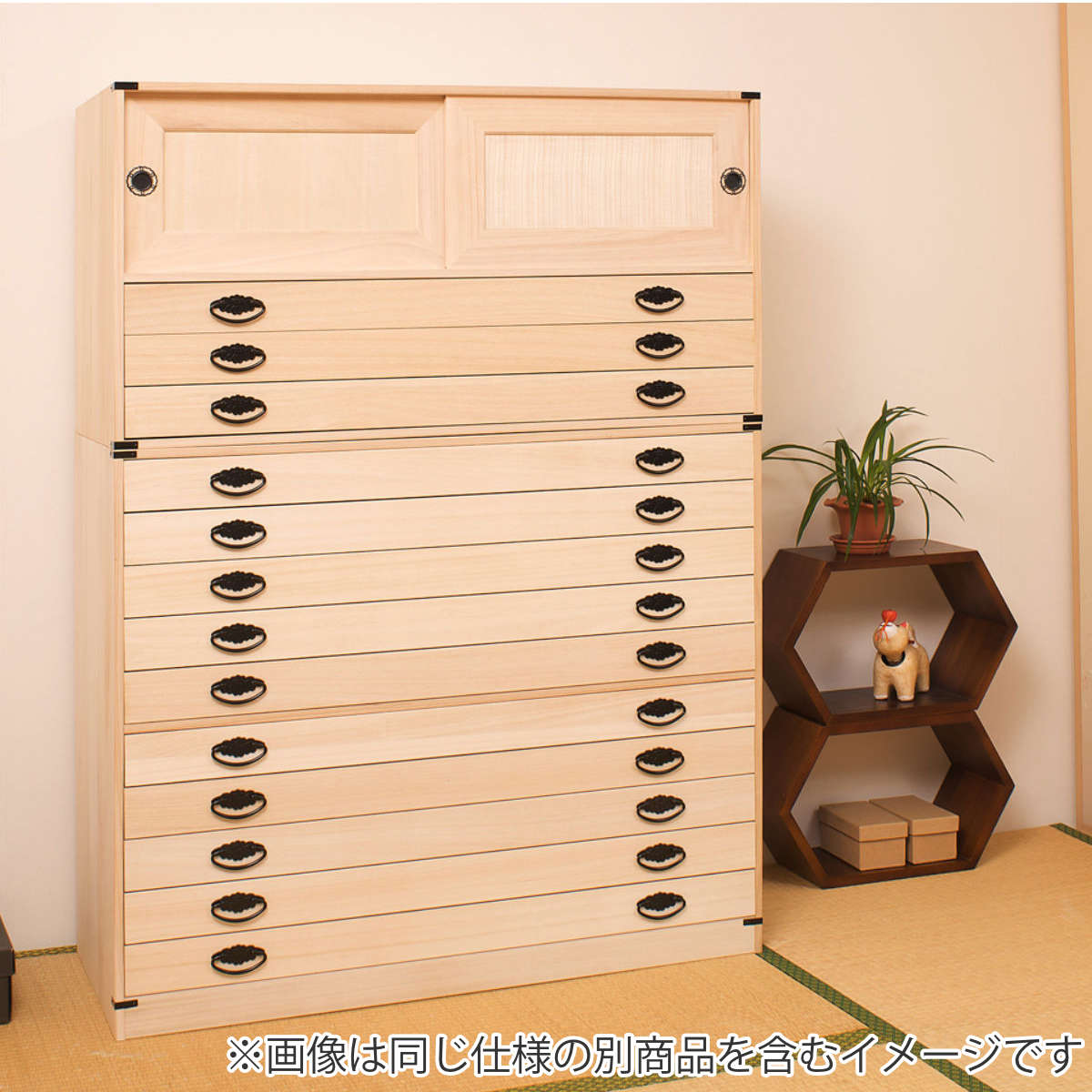 桐タンス 幅99.5cm 引出し3段 上置き兼用 引戸 日本製 （ 桐箪笥 収納 桐チェスト 国産 完成品 ）_19