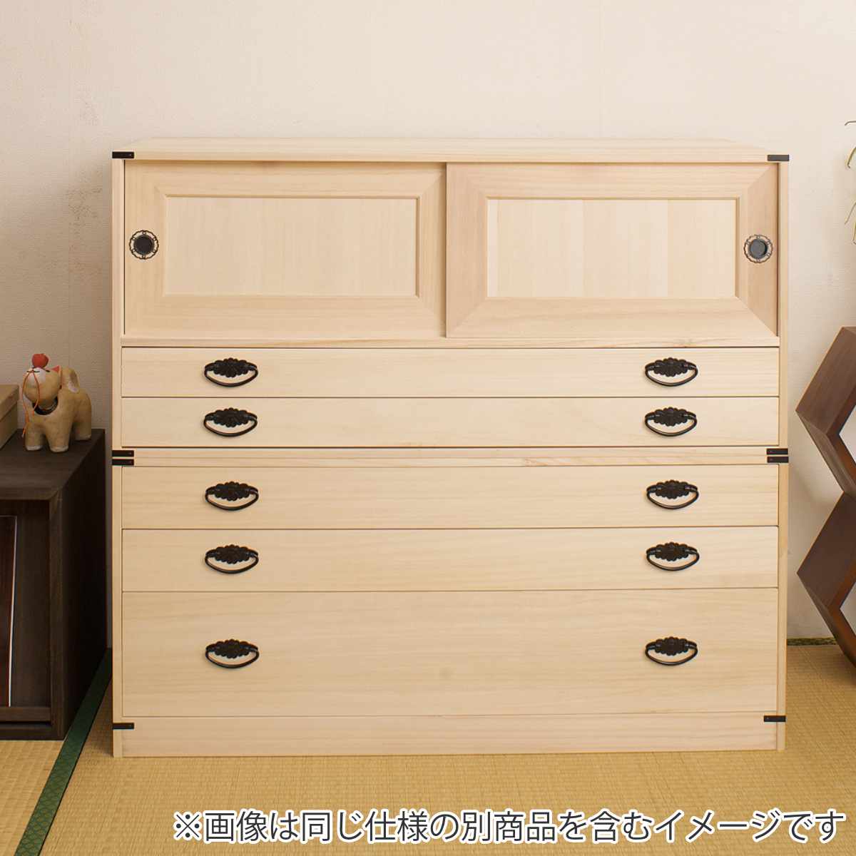 桐たんす 着物用 浅型 3段 桐タンス 台輪あり 日本製 幅99cm （ 桐箪笥 収納 桐チェスト 国産 完成品 ）_13
