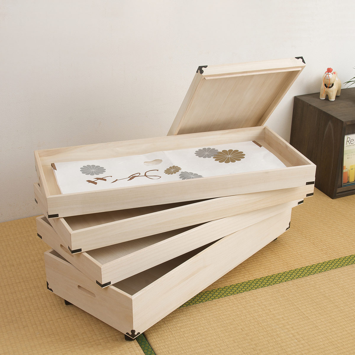 桐 衣装ケース 4段 日本製 隅金具 キャスター付 幅95cm （ 桐衣装