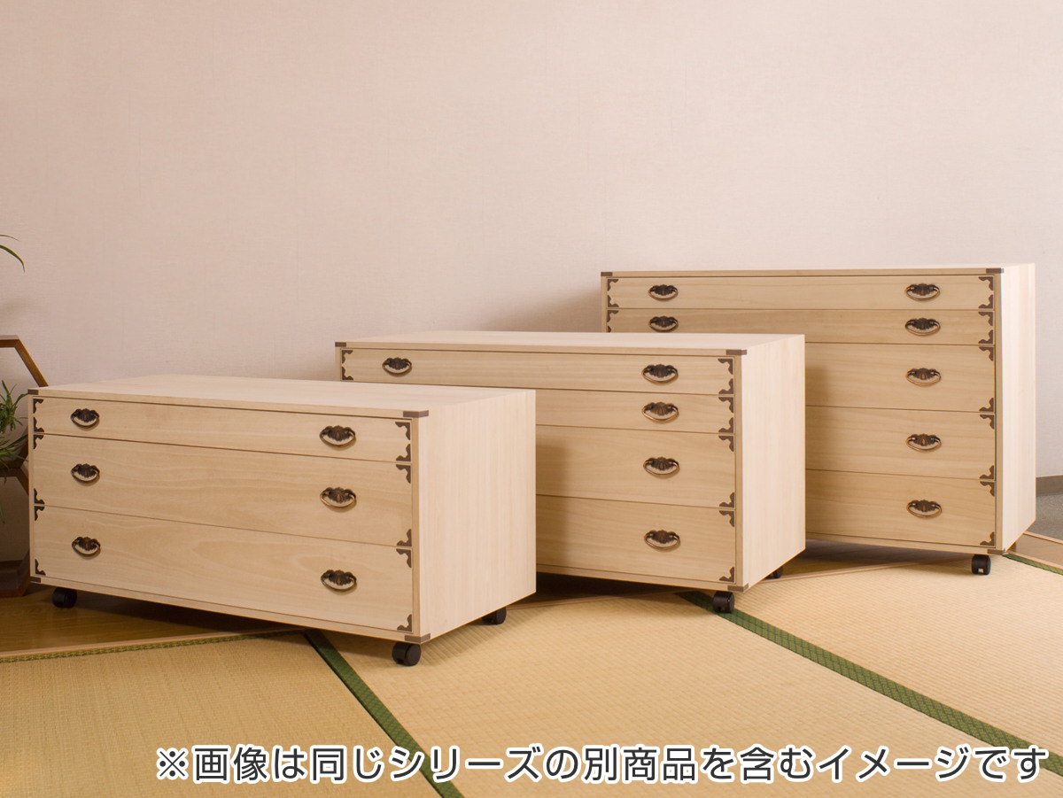 桐チェスト 幅99.5cm 5段 隅金具 キャスター付 （ 桐たんす 桐 タンス