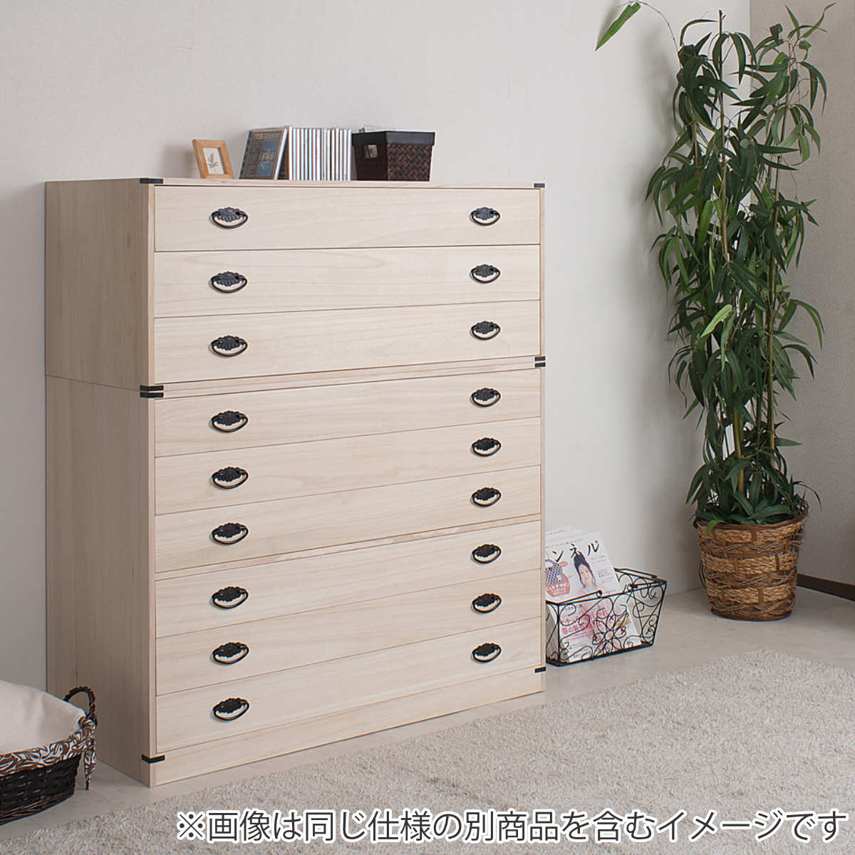 桐タンス 幅99.5cm 3段 上置き兼用 桐収納 衣装箱 引出し 日本製 完成