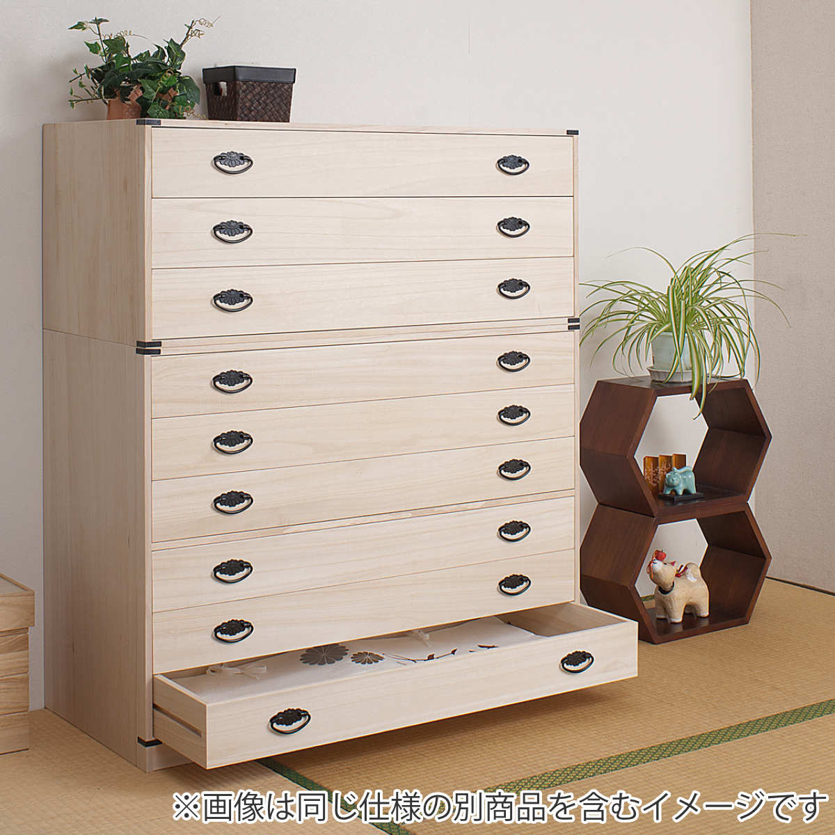 桐タンス 幅99.5cm 3段 上置き兼用 桐収納 衣装箱 引出し 日本製 完成