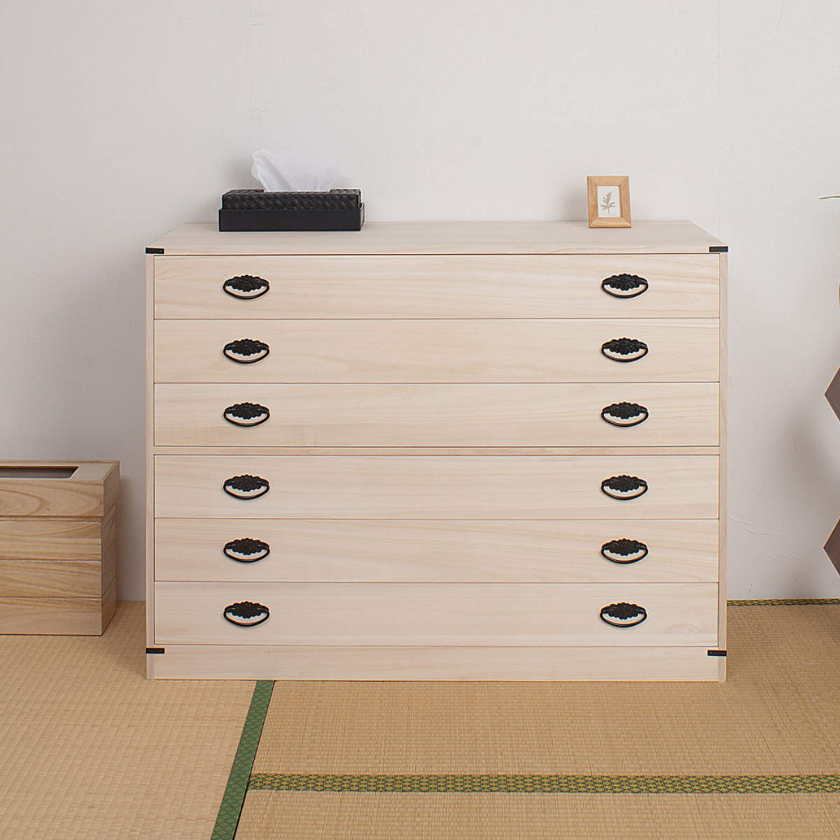 桐たんす 着物用 6段 桐タンス 台輪あり 日本製 約幅100cm （ 桐箪笥