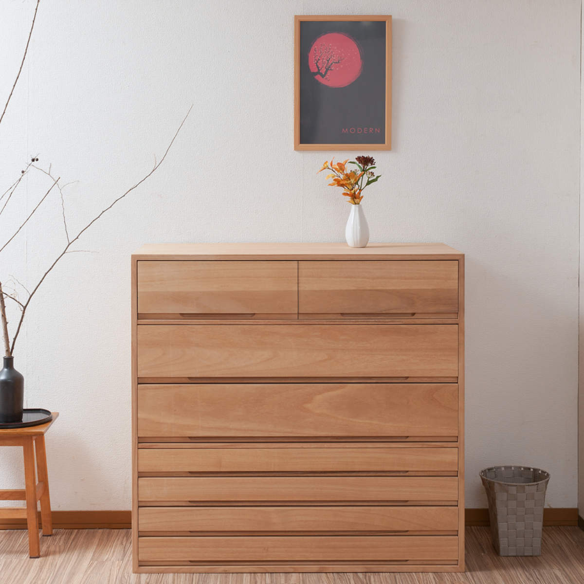 【美品】天然木 桐たんす（桐箪笥）7段 着物収納 整理タンス 分割可能 桐タンス 7段 桐チェスト 衣類収納 日本製 約幅101cm （ 桐たんす 桐