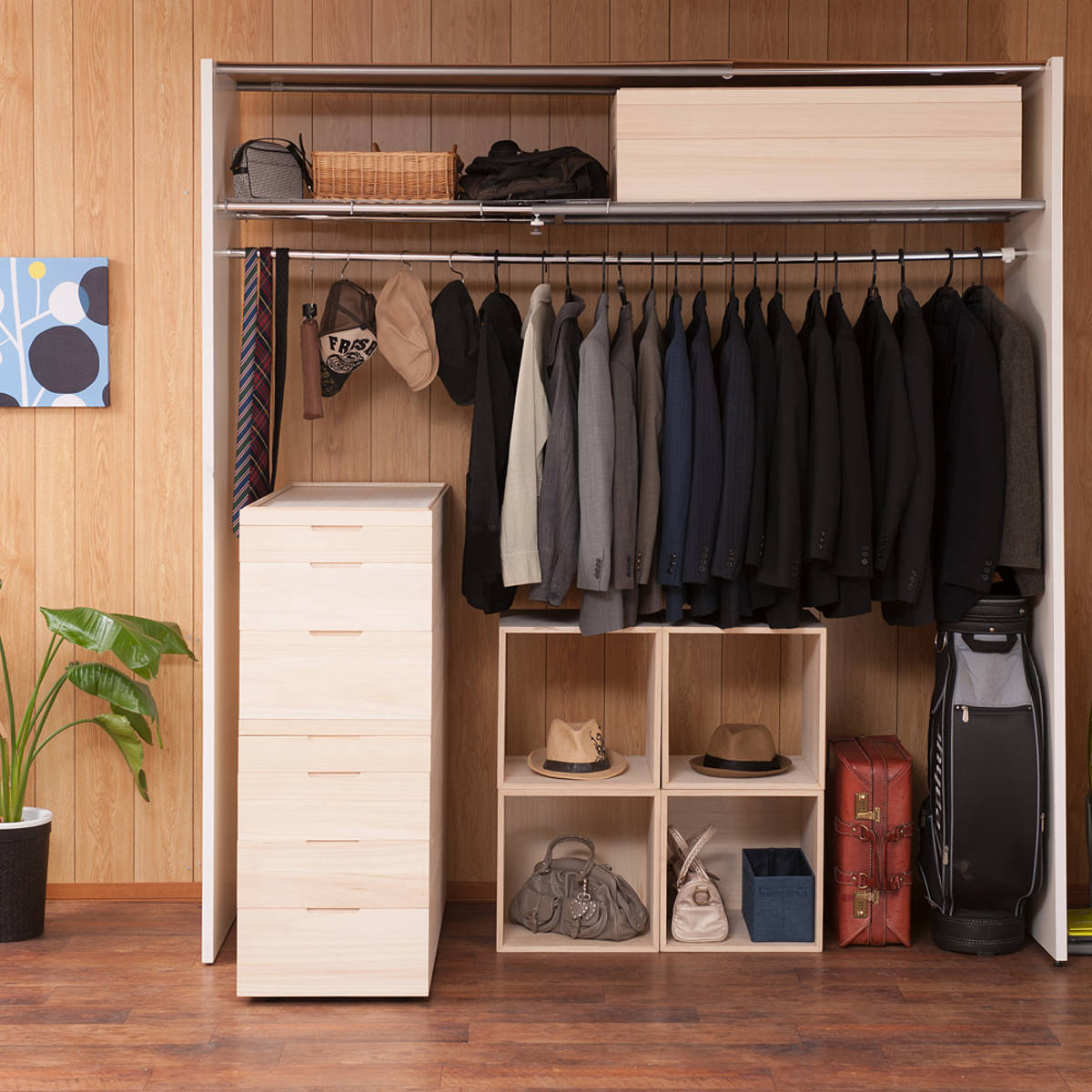 衣装箱 桐 衣装ケース 2段 積み重ねタイプ 幅95cm （ 着物収納 浴衣