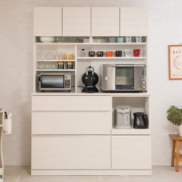 食器棚 キッチンボード 北欧風 Sugar 約幅140cm （ カップボード