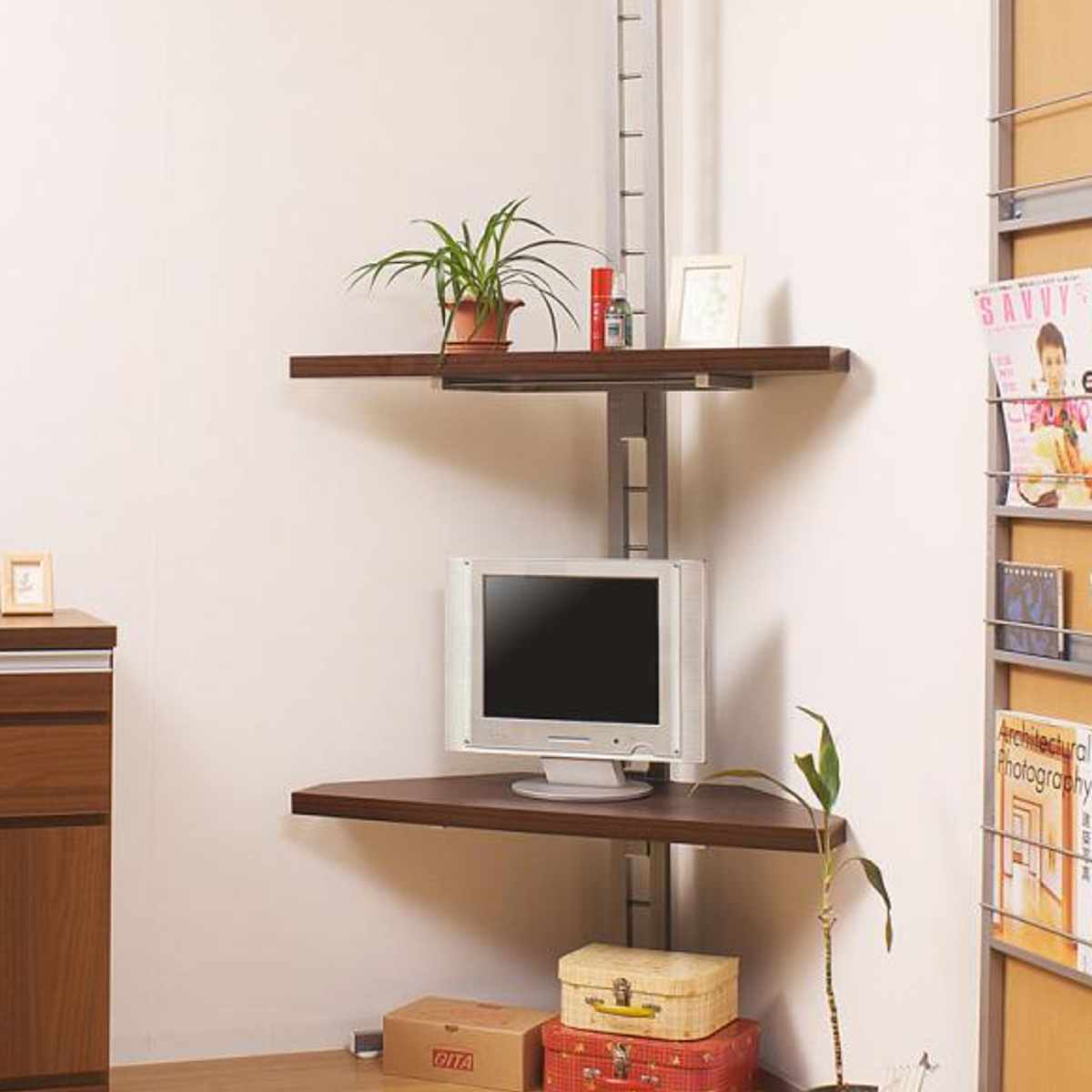 セット品 テレビ台 幅90cm 突っ張り コーナーラック 2段 日本製