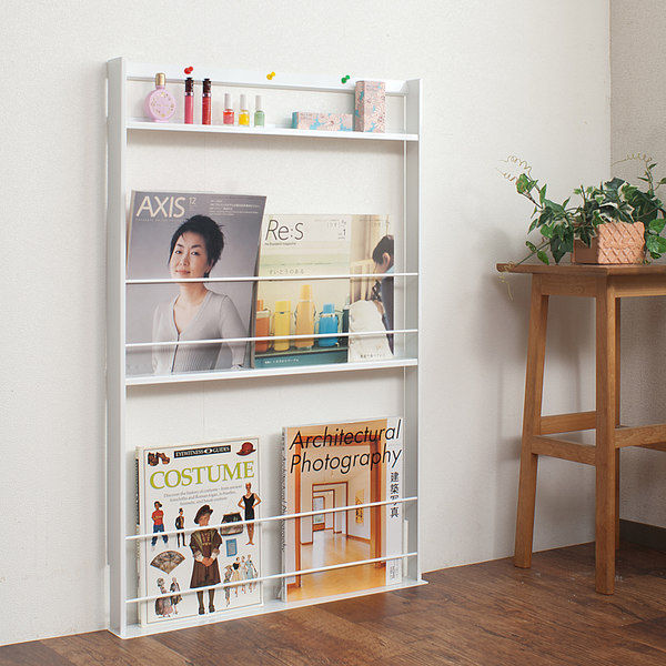 超薄型 壁面収納 ミニマガジンラック 幅59cm （ 本棚 オープンラック