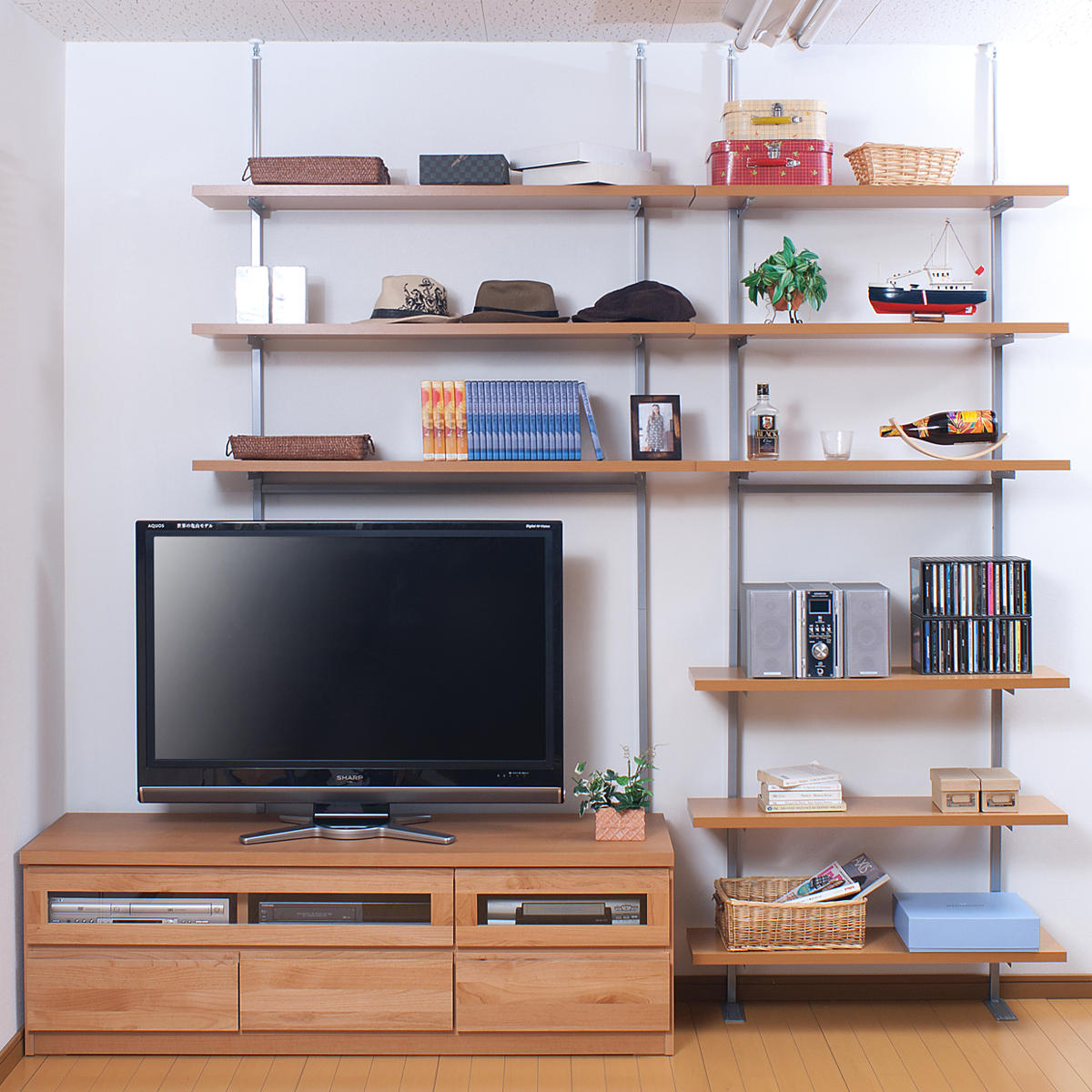 突っ張り 壁面収納ラック 幅90cm 棚板6枚 日本製 （ つっぱり棚 ラック