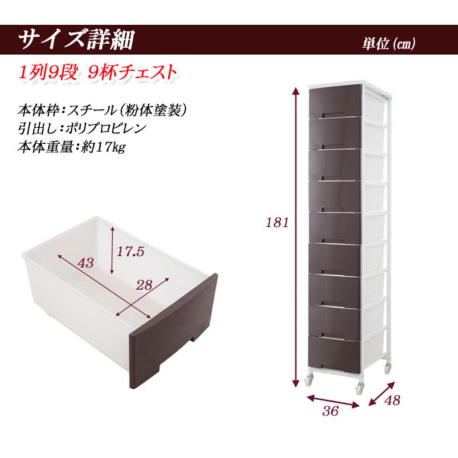 NASA 衣装ケース 大量収納プラスチックチェスト 9段 （ 幅36×奥行48×高