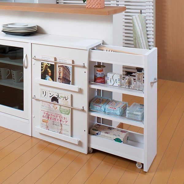 カウンター下収納 サイドワゴン キッチンワゴン キャスター付 完成品