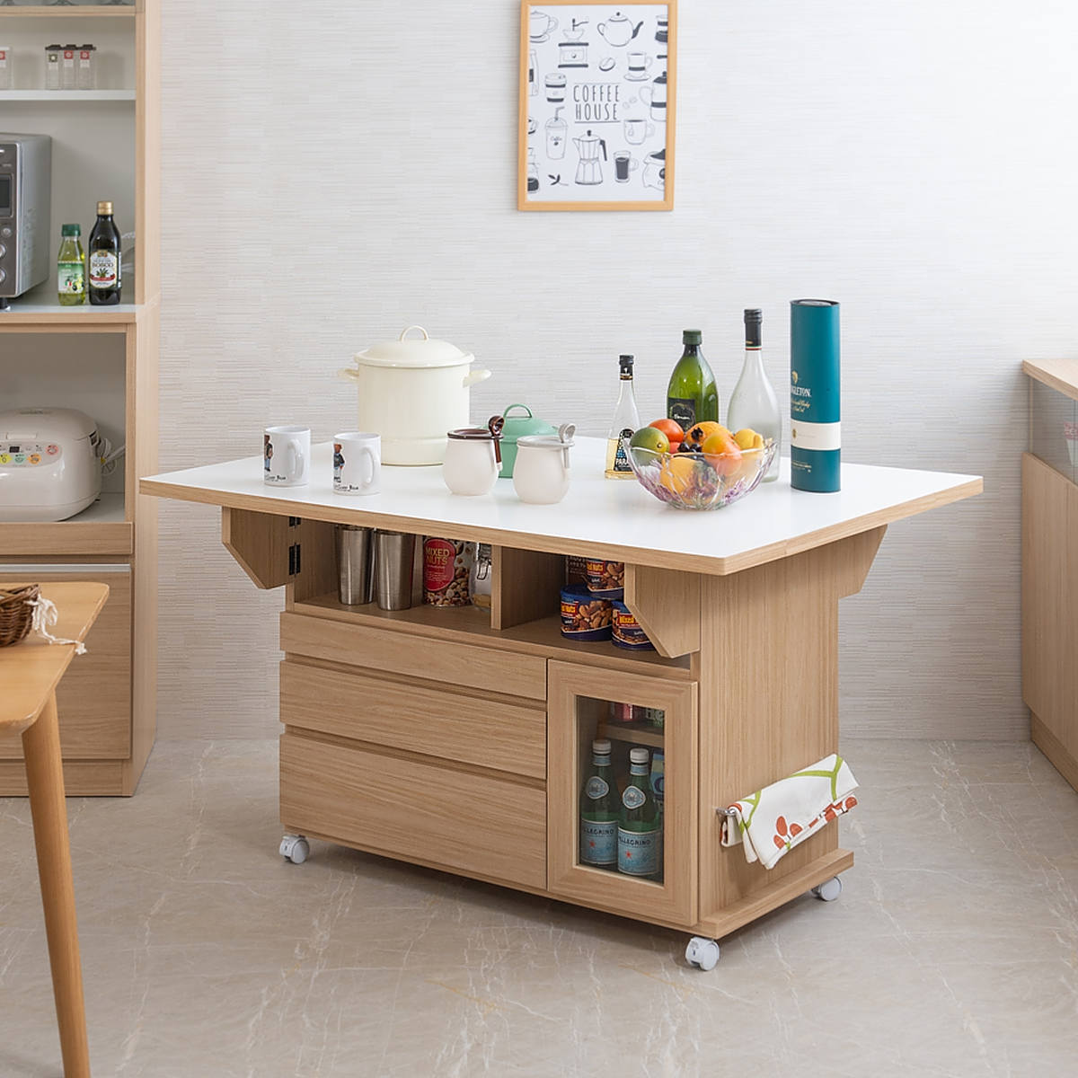 キッチンワゴン バタフライ 両バタ 日本製 約幅120cm （ キッチン