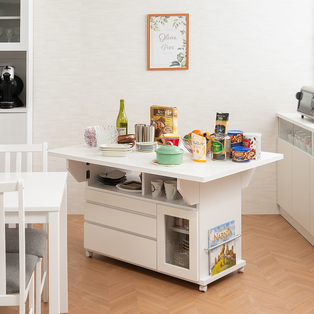 キッチンワゴン バタフライ 両バタ 日本製 約幅120cm （ キッチン