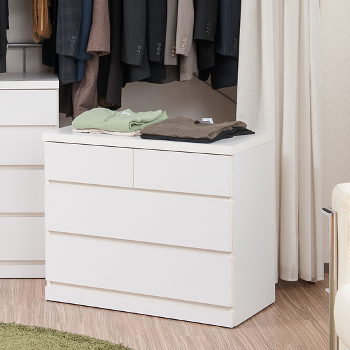 クローゼット収納 タンス 幅75cm 3段 奥行40cm キャスター付 日本製