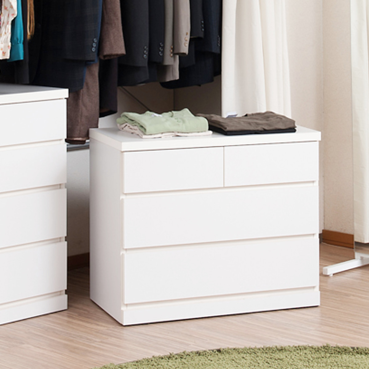 クローゼット収納 タンス 幅75cm 3段 奥行40cm キャスター付 日本製