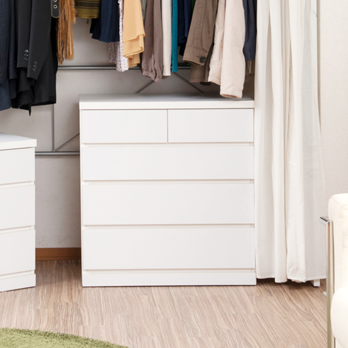 クローゼット収納 タンス 幅75cm 4段 奥行40cm キャスター付 日本製