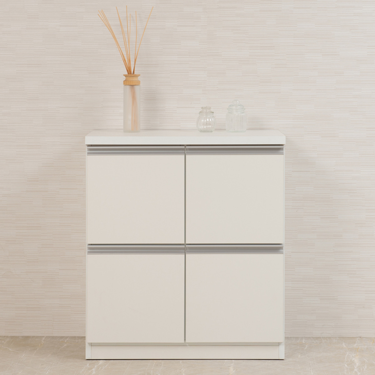 キャビネット 幅73cm 4枚扉タイプ 日本製 完成品 （ ラック スクエア