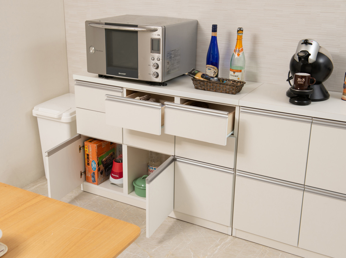 キャビネット 幅73cm 4枚扉タイプ 日本製 完成品 （ ラック スクエア