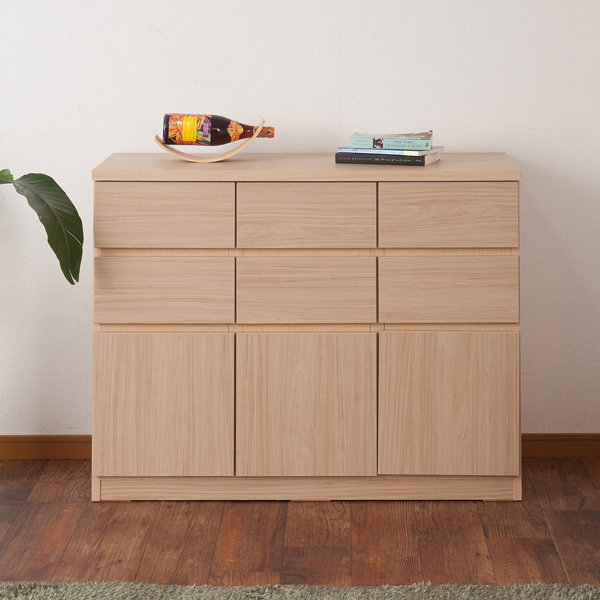 キャビネット 3段 スクエアキャビネット ロータイプ 引出し 約幅105cm