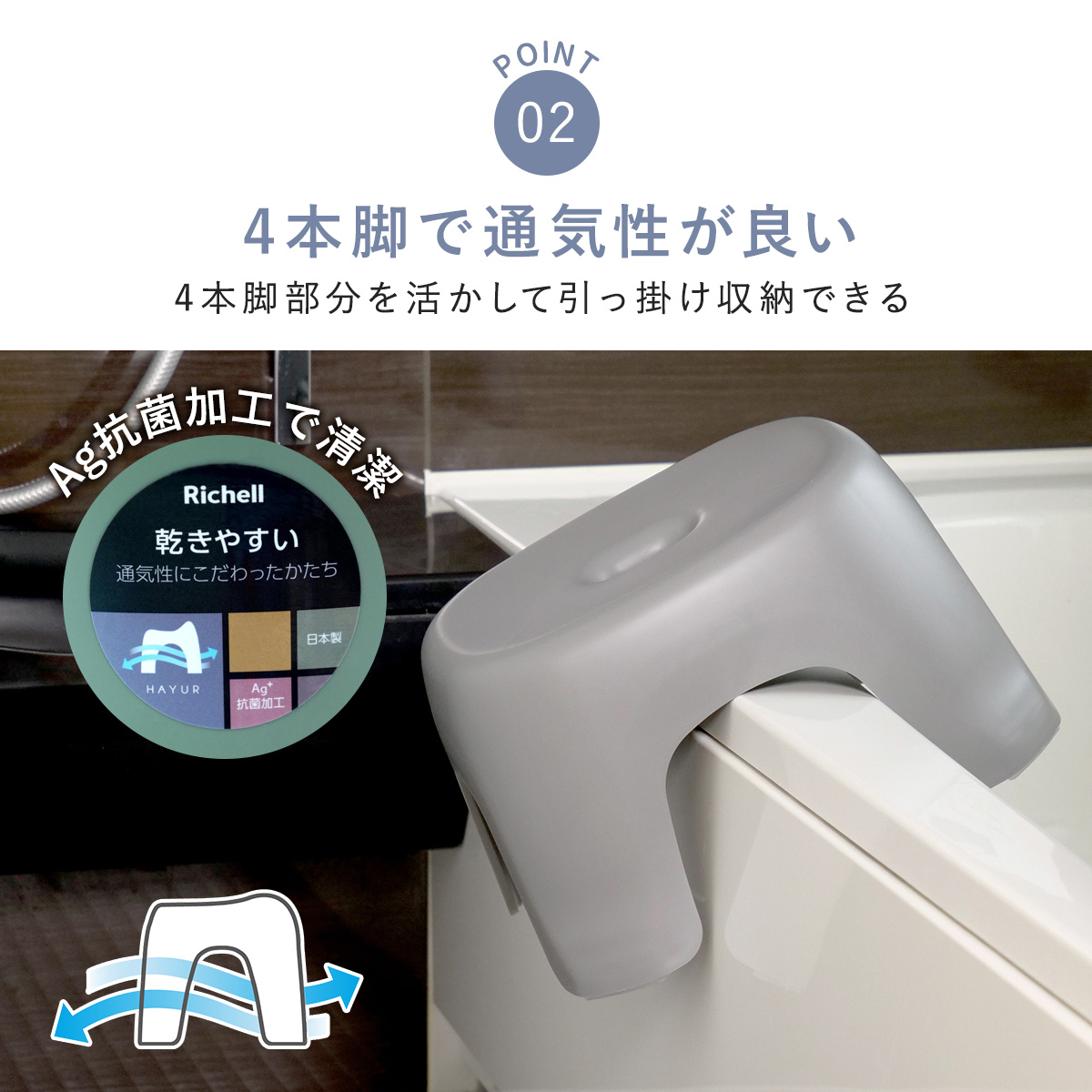 ハユール 風呂椅子 20cm 湯桶 手桶 3点セット 日本製 抗菌 （ 風呂いす
