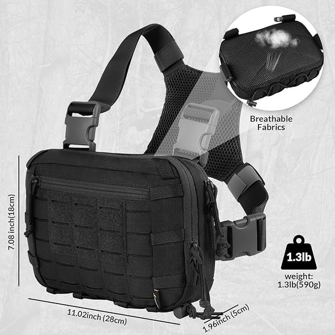 チェストバッグ メンズ タクティカルベスト 軽量 防水 負荷軽減 調節
