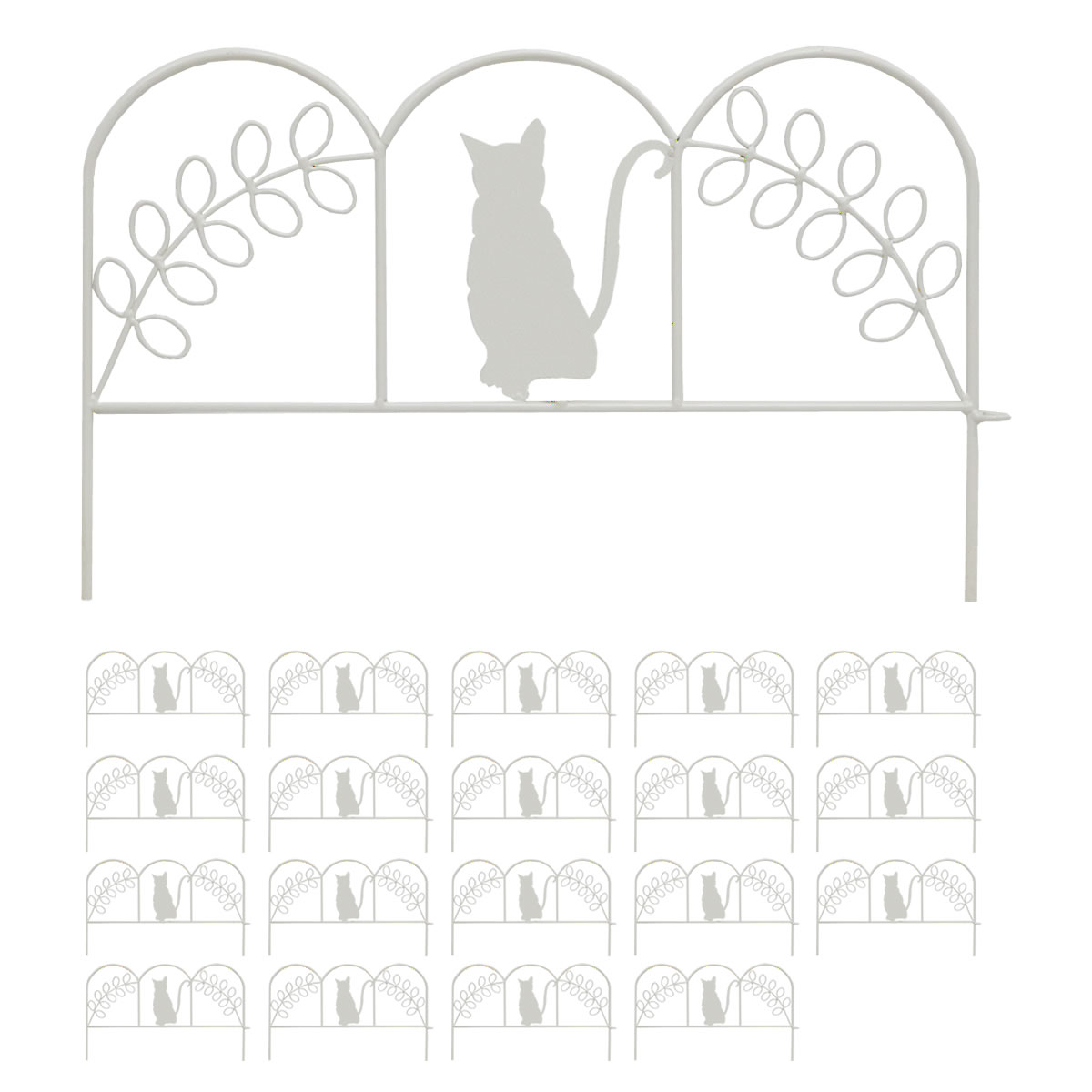 アイアンフェンス ミニ（猫） 20枚組 ブラック/ホワイト NK7238-20P 挿すだけ ミニフェンス ネコ ねこ パーテーション 柵 花壇 庭