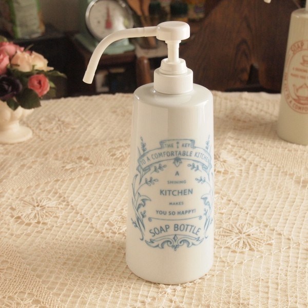 カントリー雑貨 アンティケール ソープディスペンサー ソープボトル トール フラワー 詰め替えボトル 北欧 アンティーク調