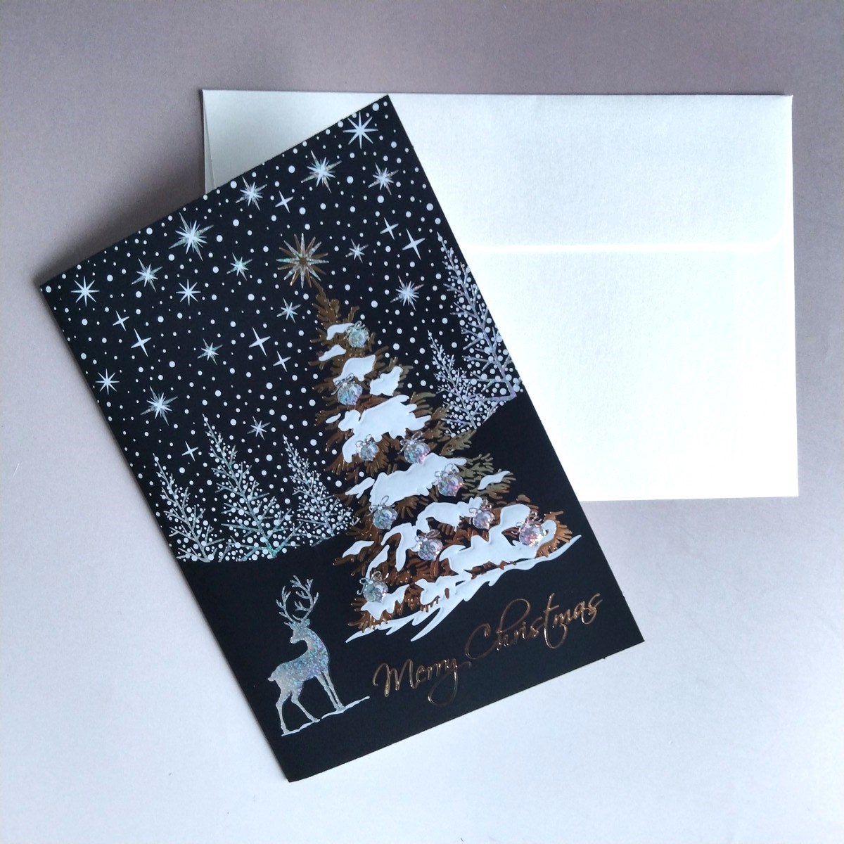 グリーティングカード クリスマスツリー トナカイ イタリア クリスマスカード CMGI-584｜comfy-shop