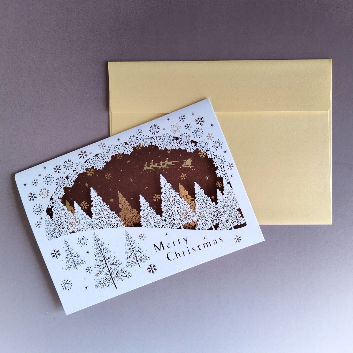 グリーティングカード レーザーカット ホワイトクリスマス クリスマス